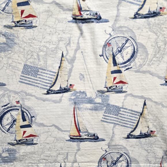 Royale Air Polo Shirt Mens Large Nautical Sailboat Map Flag Compass Vintage - Picture 2 of 8